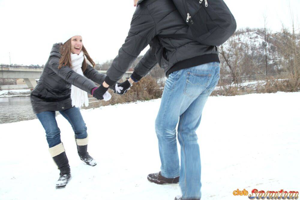 Kissing couple fuck hard and deep to get warm after playing in the snow - #6