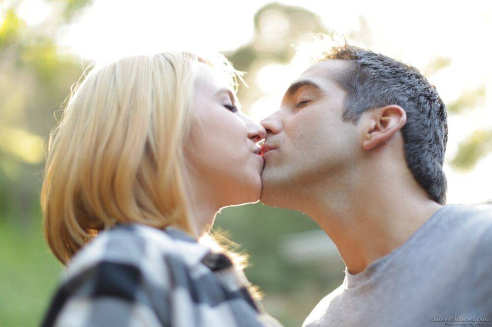 Hot blonde Cece Capella fully clothed kissing Donnie Rock outdoors - #6