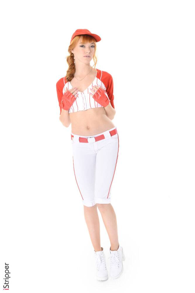 Hot redhead Anny Aurora grabs her bare ass after taking off baseball uniform - #11