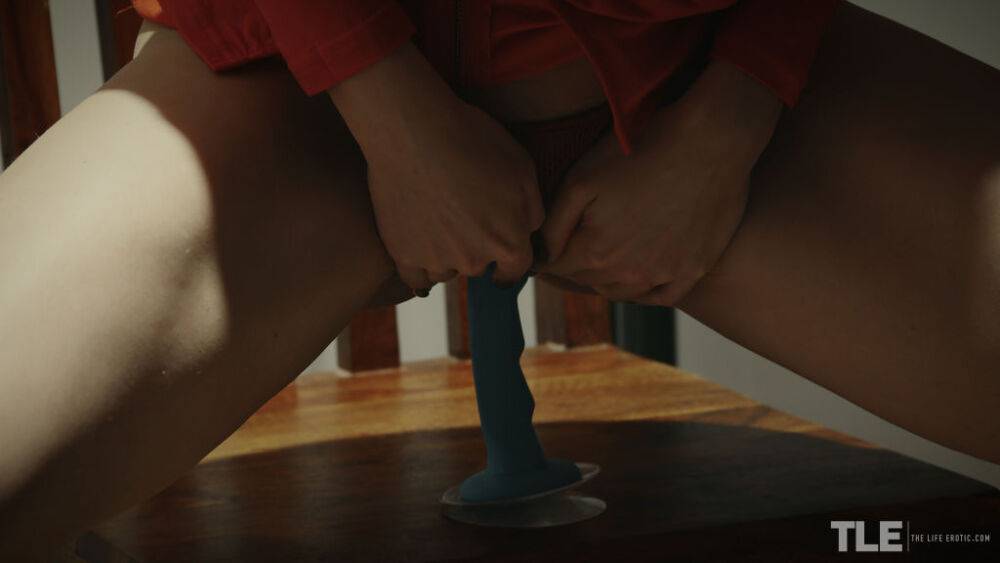 Kalisy satisfies her shaved snatch with a blue dildo - #6