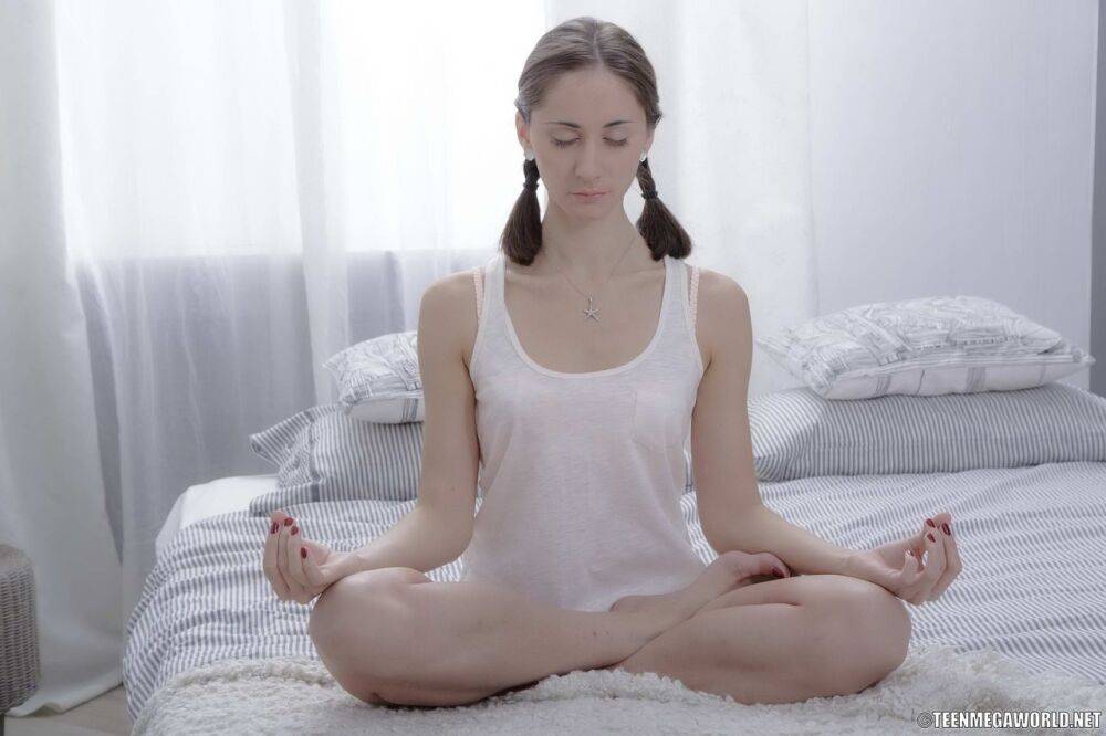 Young brunette with an ass to die for has sex with her man after meditating - #10