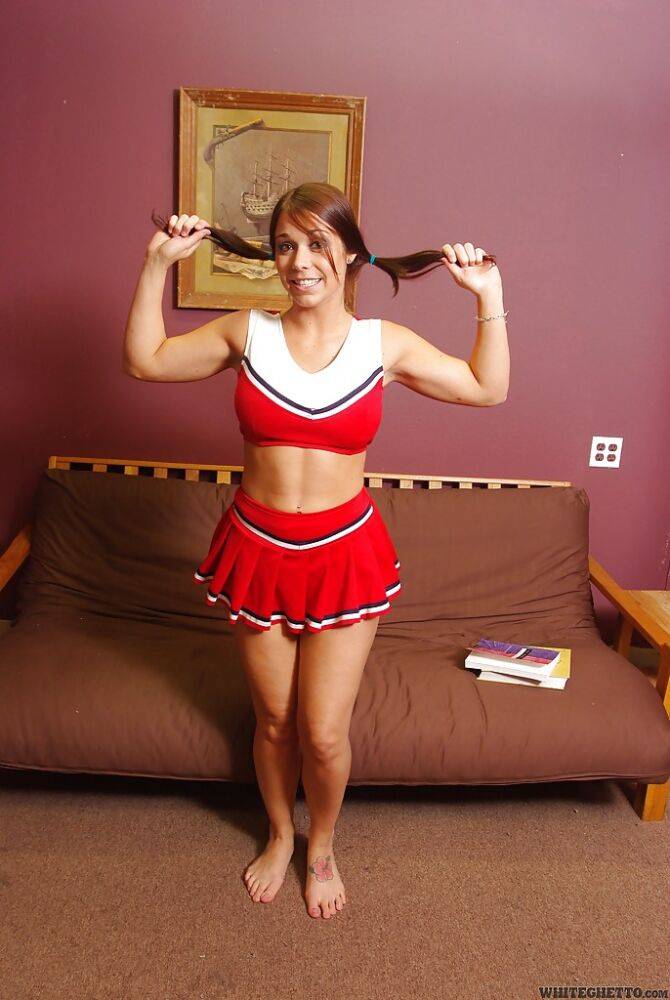 Bosomy cheerleader Beverly Hills stripping and spreading her legs - #4