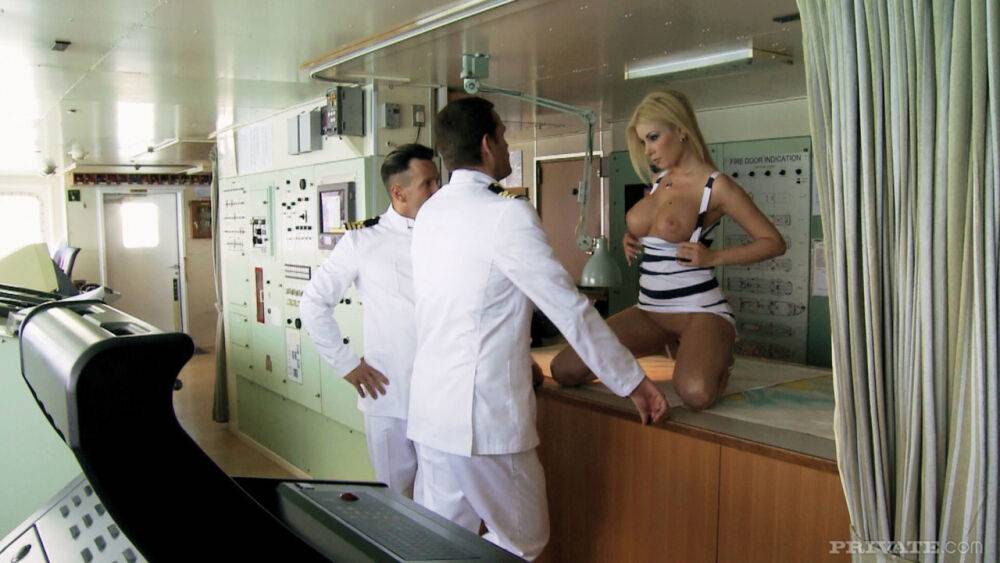 Big boobed blonde fucks 2 sailors at same time aboard a ship - #15