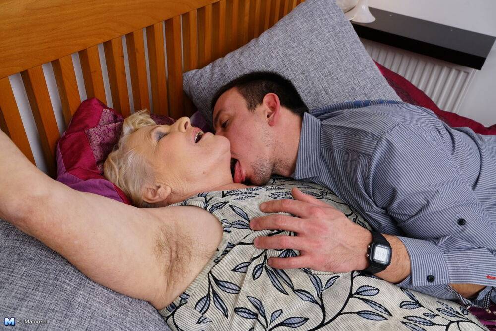 Obese granny undresses her new boy toy for for a pleasing bedroom fuck - #6