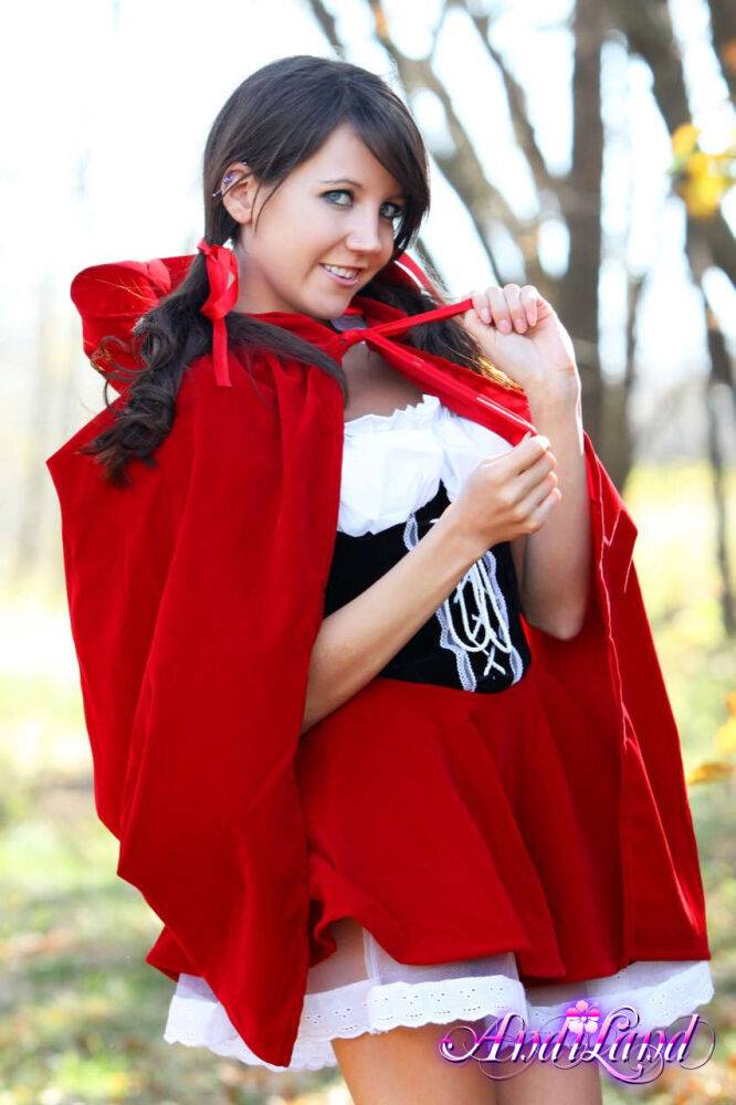 Sweet teen Andi Land frees her tits and twat from a Red Riding Hood outfit - #4