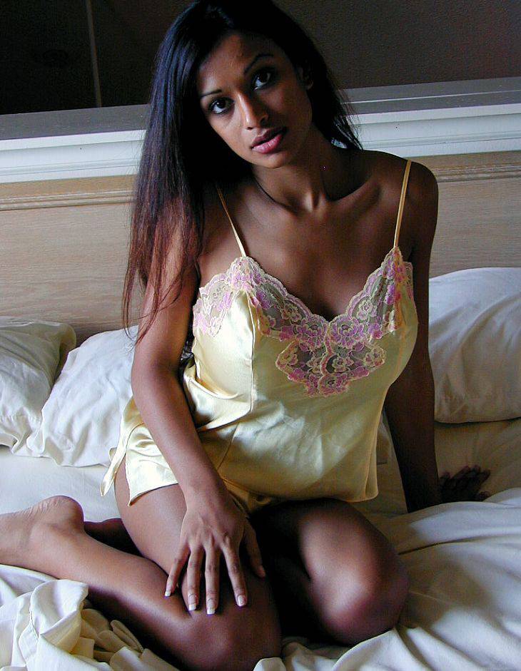 Sexy Indian girl uncovers round boobs as she slips off satin lingerie - #10