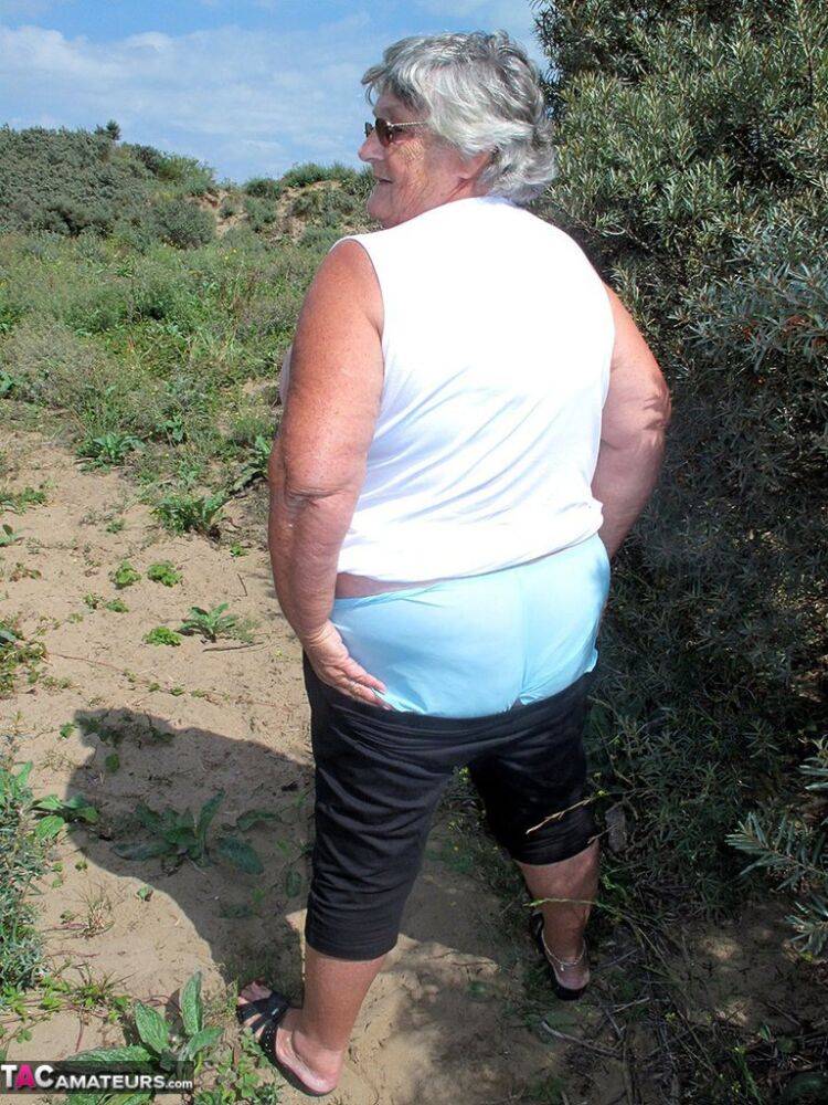 Fat British nan Grandma Libby gets completely naked while out in nature - #7