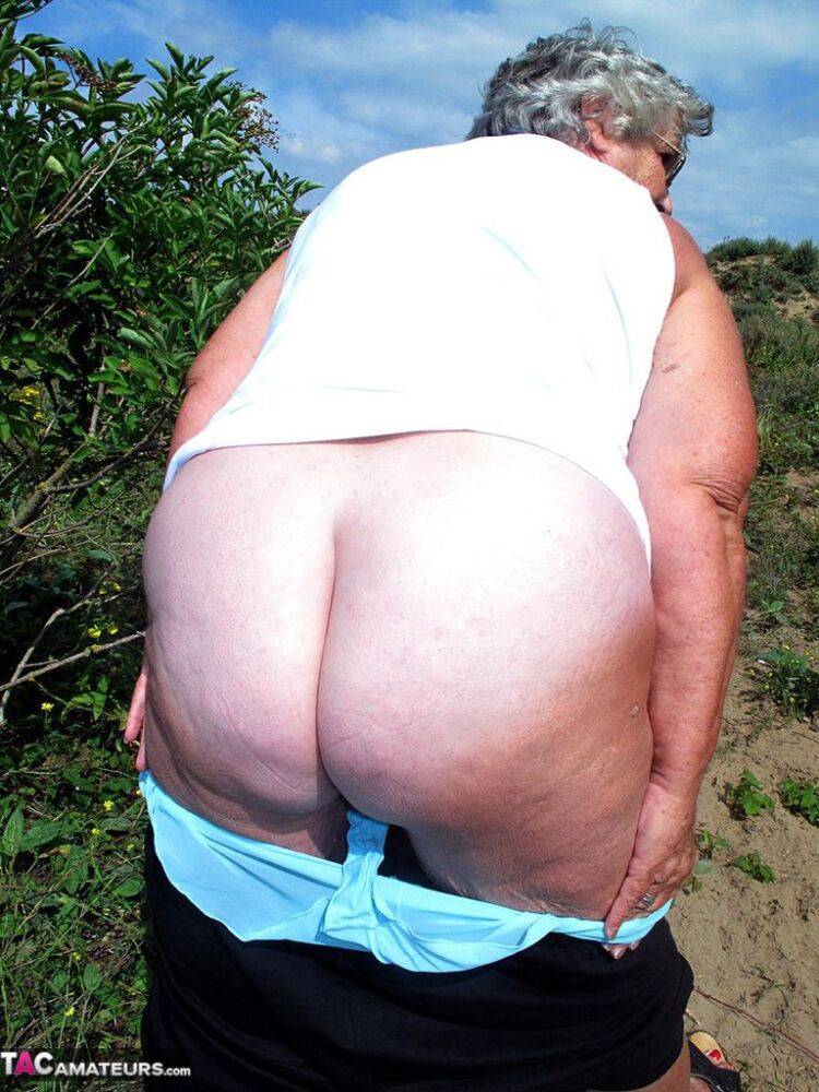 Fat British nan Grandma Libby gets completely naked while out in nature - #3