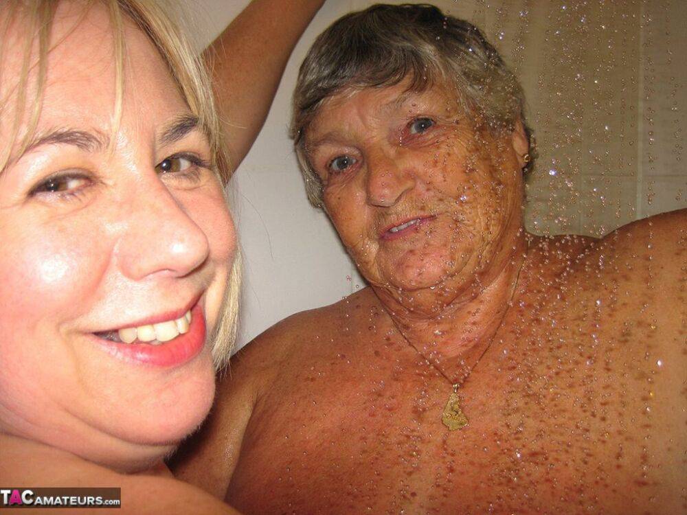 Grandma Libby and her lesbian lover wash each other during a shower - #14