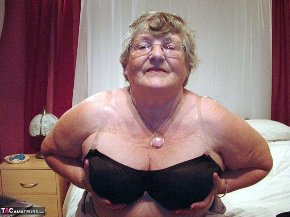 Obese granny Grandma Libby creams her vagina after getting naked on her bed - #2