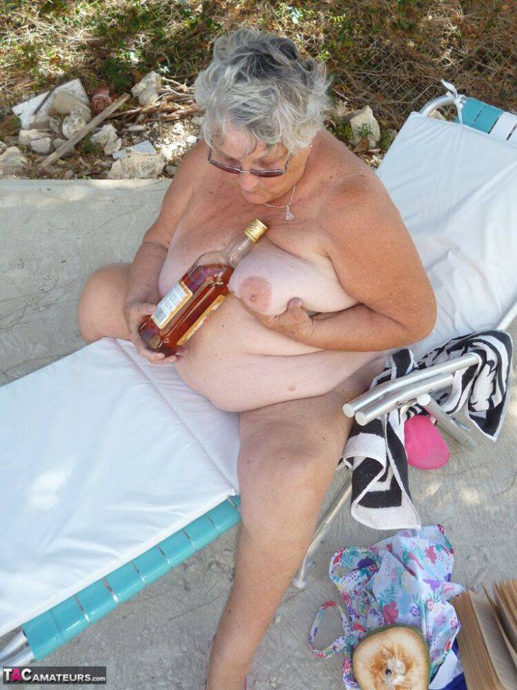 Obese nan Grandma Libby gets wet and naked while spending the day at a beach - #5