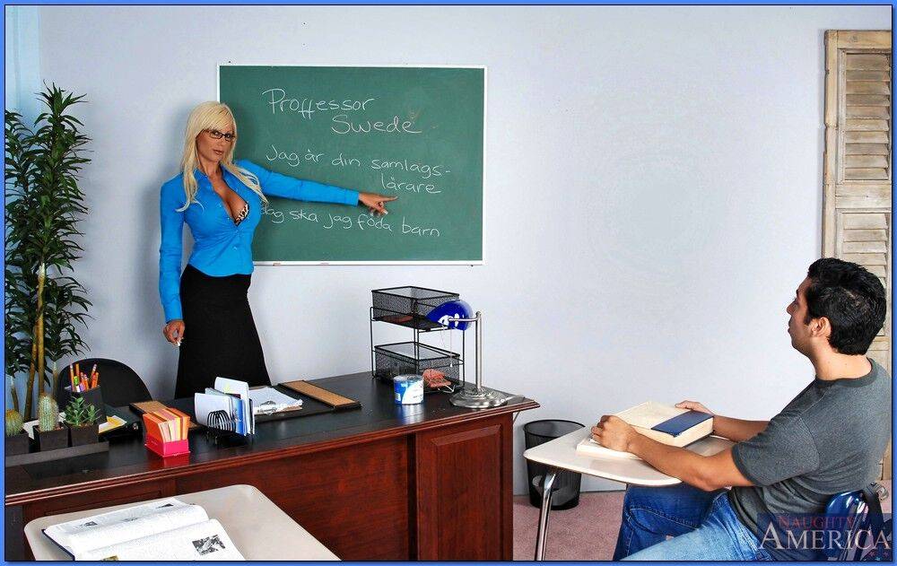 MILF teacher in glasses Puma Swede denudes her booming curves and fucks - #15