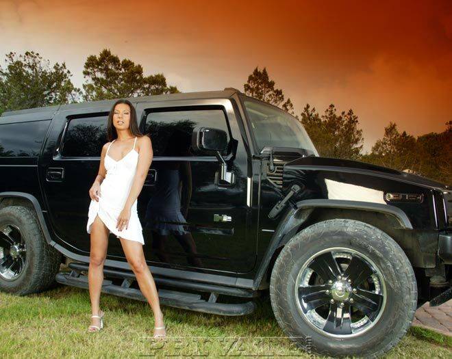 Sexy chick doffs a little white dress to pose nude in and beside a vehicle - #1