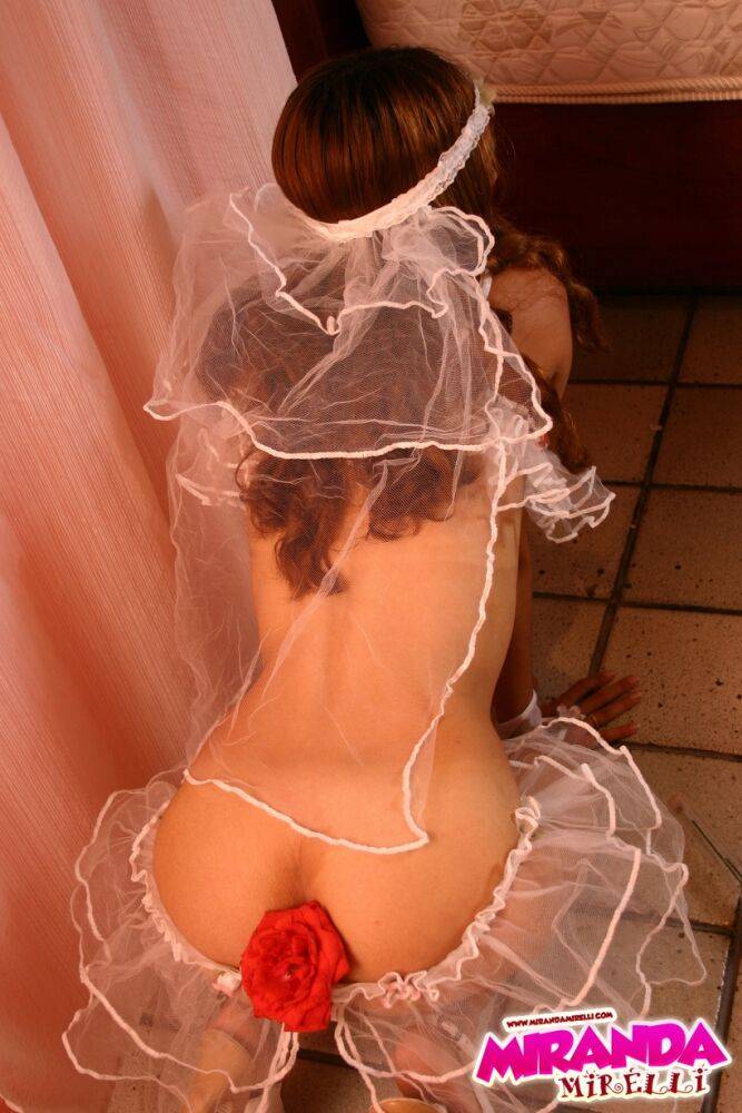 Cute Latina teen Miranda Mirelli shows her tight ass in white lace accessories - #7
