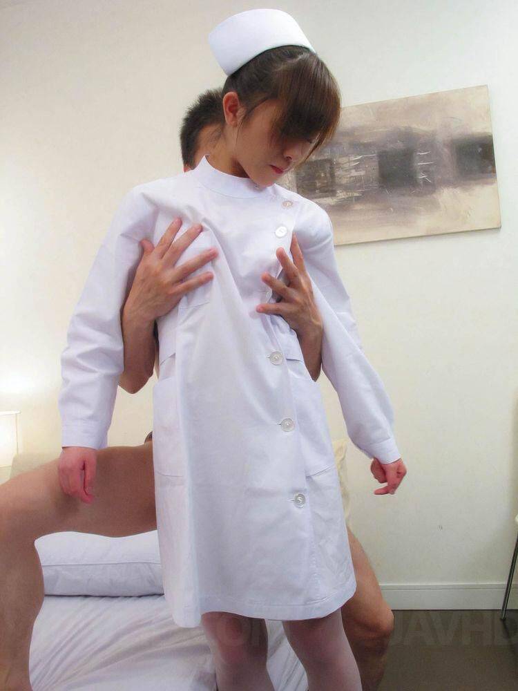 Shy Miina Minamoto in white nurse outfit fucked and creamed - #15