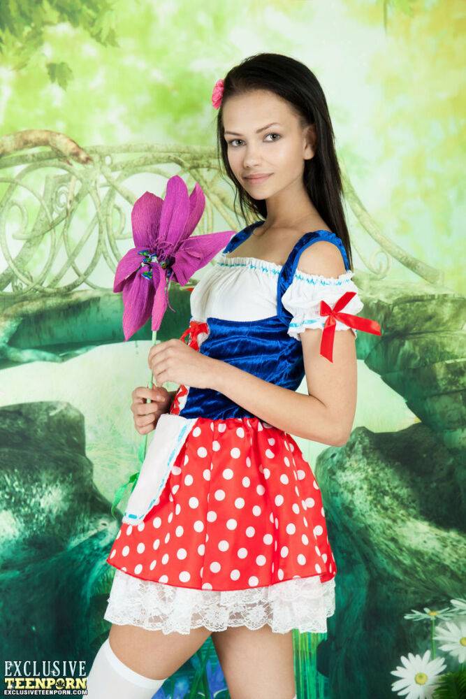 Charming young girl Lada fingers her pussy after removing Snow White clothing - #12