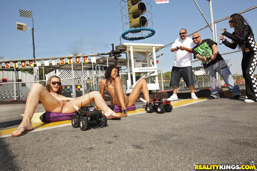 Black and white girls fucked by RC cars with dildos - #11