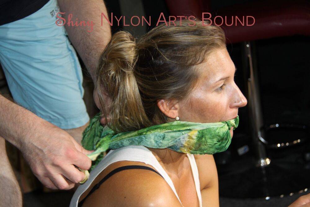 Watching sexy Sandra wearing a sexy green shorts and a white top being tied - #3