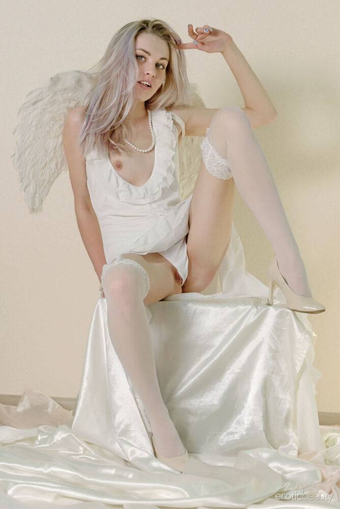 Egida looks so hot in her white angel costume and even more when she undresses - #8