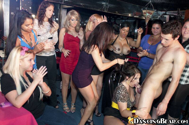 Clothed ladies receive cum on their faces and big tits while partying - #13