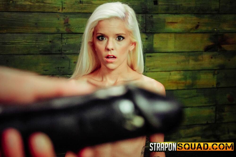 Blonde teen Halle Von gets fucked by strapon wielding lesbian Marina Angel - #10