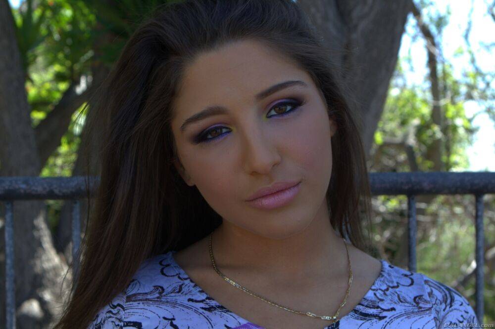 Solo girl Abella Danger shows off her big butt and twat outside summer home - #6