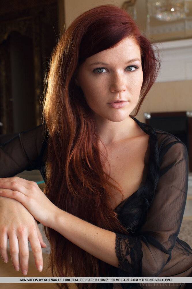 Redhead Euro babe loosing big natural teen tits during glamour shoot - #5