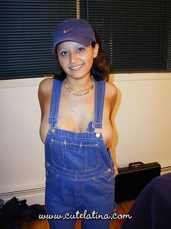 Cute Latina chick Talia proudly displays her big natural tits in a ball cap - #7
