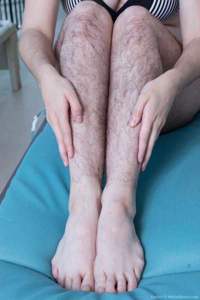 Chubby girl with hairy legs Harley masturbates and fingers her hairy beaver - #2