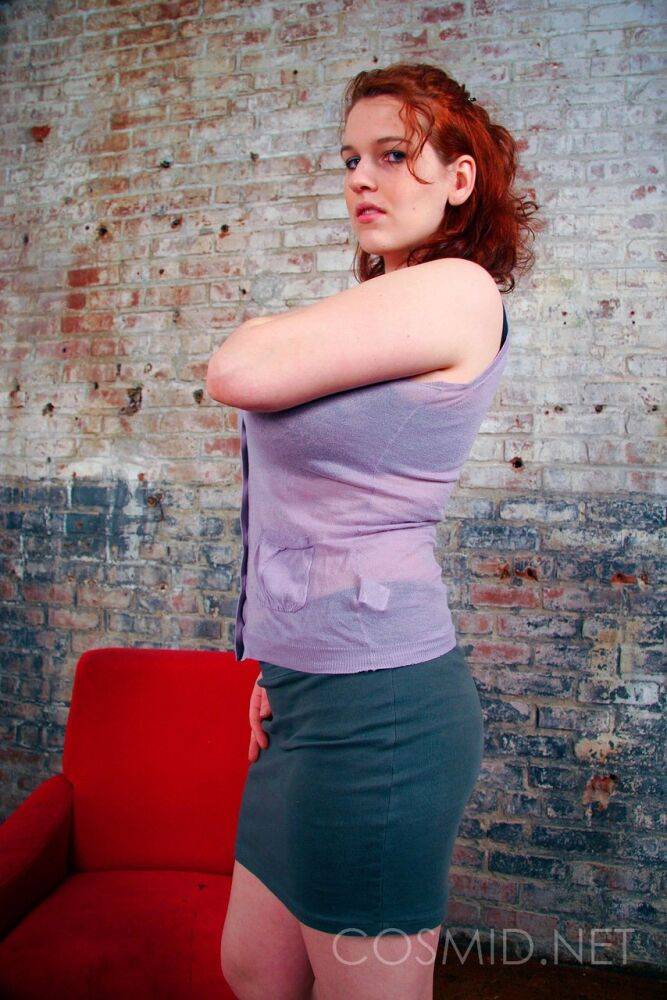 Natural redhead on the plump side of the scales exposes her big naturals - #13