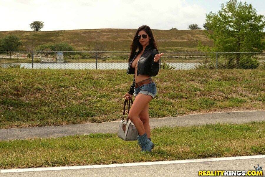 Big titted hot Latina hitchhikes topless, sucks strangers cock and rides hard - #4
