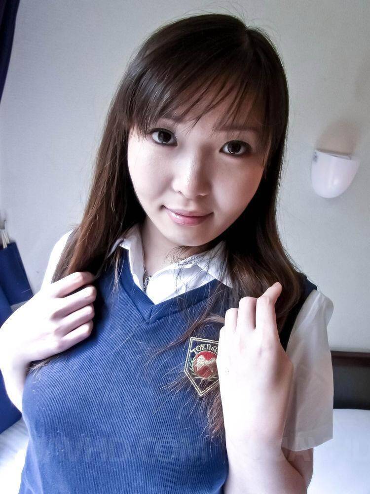 Haruka Ohsawa Asian takes big hooters out of school uniform shirt - #11