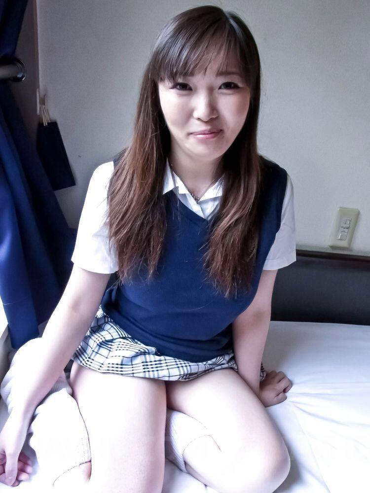 Haruka Ohsawa Asian takes big hooters out of school uniform shirt - #4