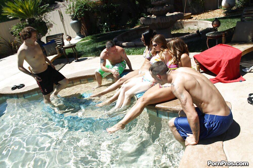 Hot babe with big tits Carmen McCarthy is into pool party with her friends - #5