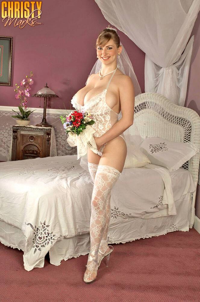 Big tits woman in a wedding dress Christy Marks spreads thighs to show pussy - #3