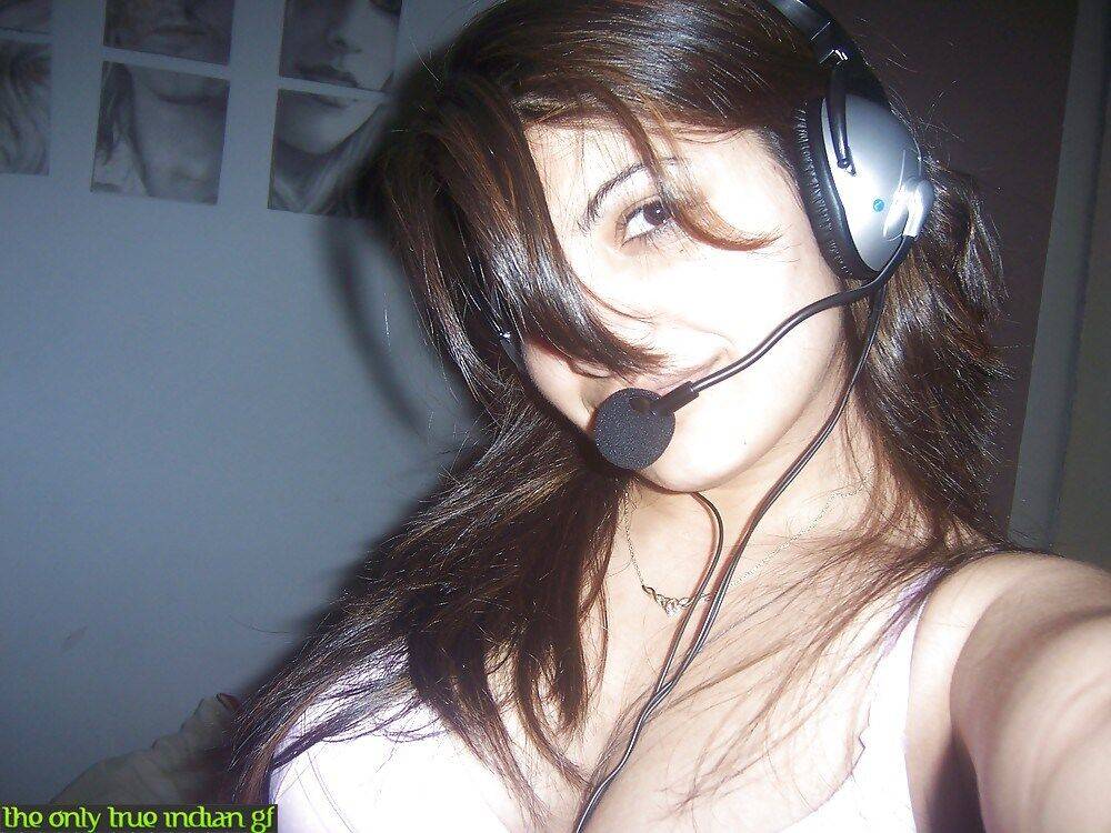 Indian girl removes her headset before taking selfies of her big tits - #7