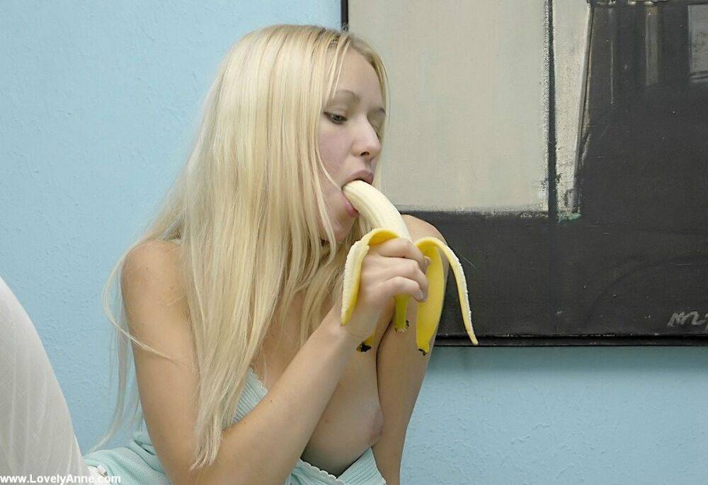 Innocent Anne eating a big banana naked - #15
