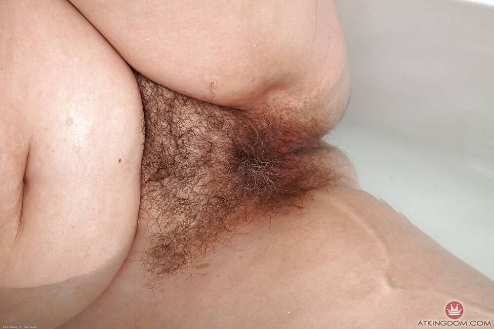 Older lady Christina X baring flabby stomach and hairy pussy - #10