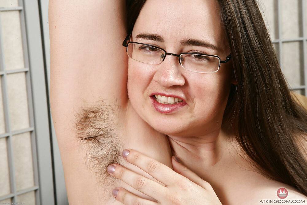 Older brunette fatty in glasses baring big boobs and hairy vagina - #11