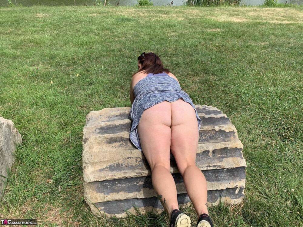 Mature BBW Sexy Nebbw exposes her big butt and snatch at a park - #3