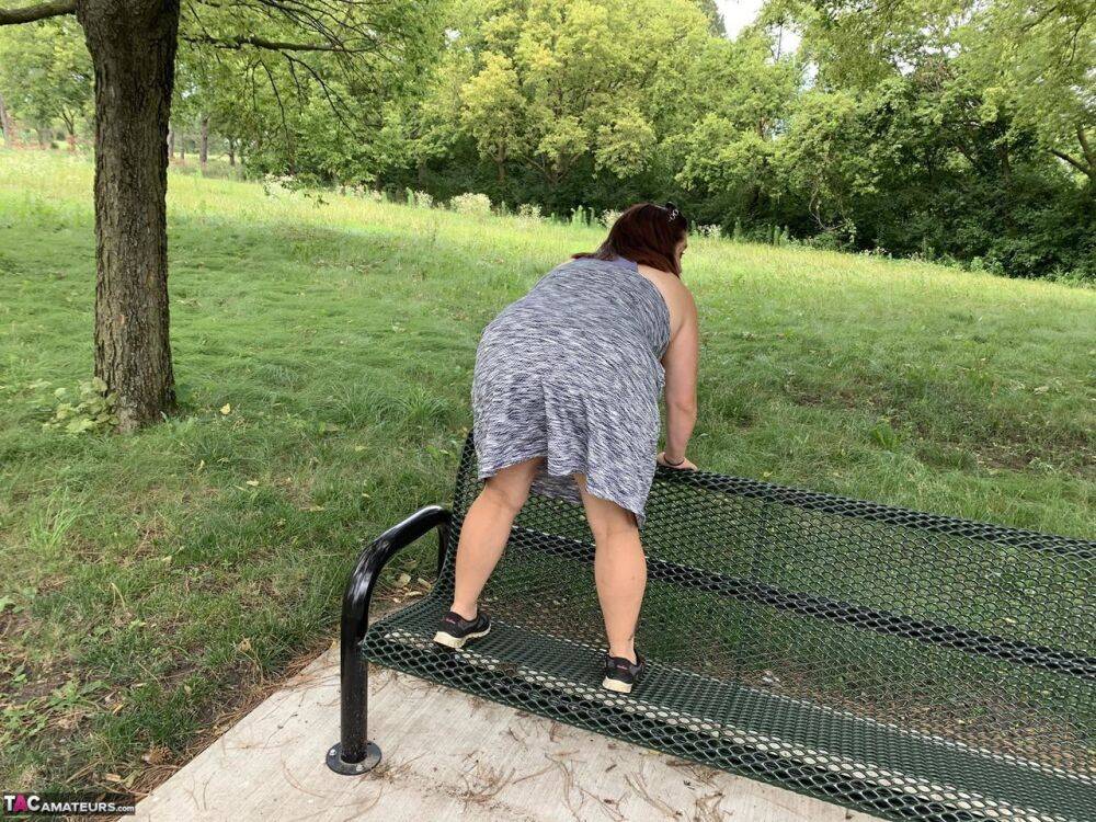 Mature BBW Sexy Nebbw exposes her big butt and snatch at a park - #14