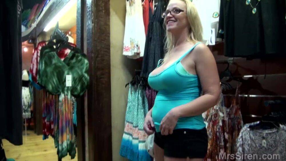 Overweight blonde Dee Siren pisses behind a building before sex in public - #10