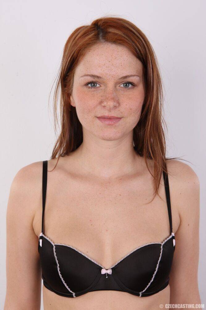 Freckled redhead Adela takes off all her clothes for the very first time - #2