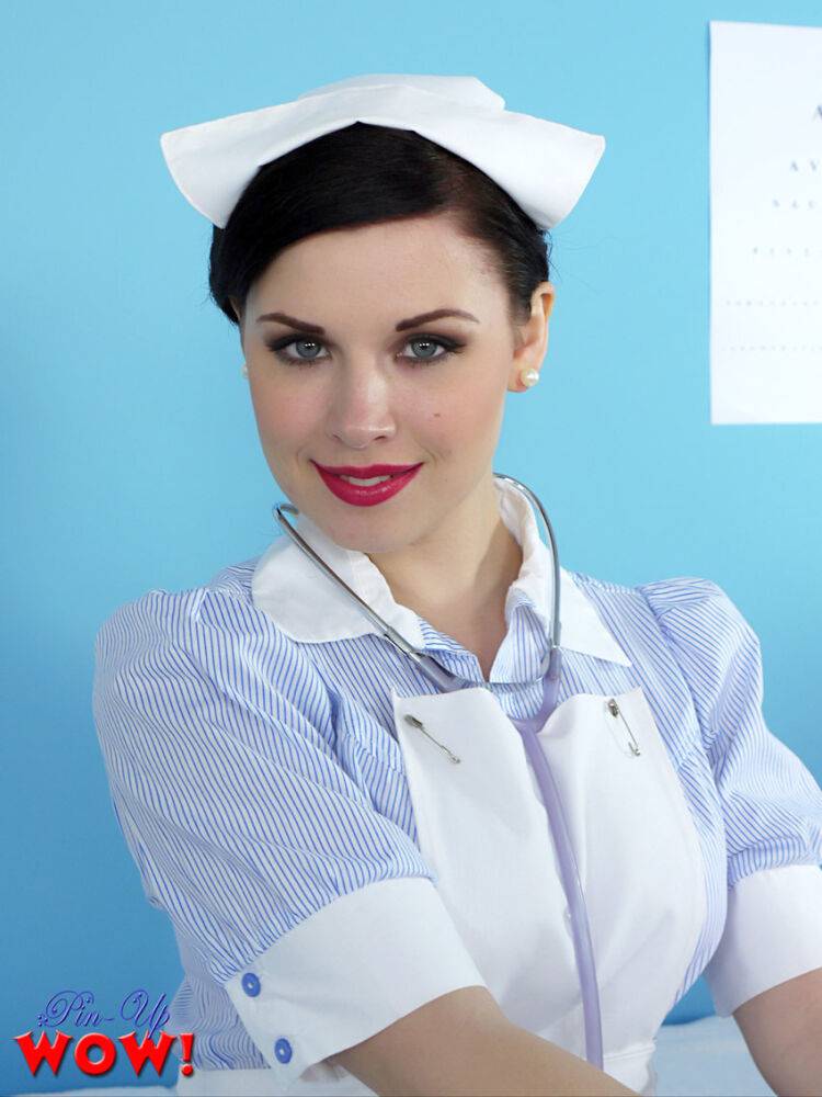 Sexy vintage nurse Jocelyn-Kay removes her uniform to cheer up the patients - #7