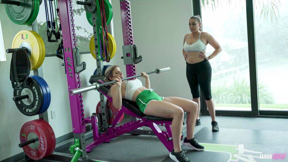 Cory Chase and Melanie Hicks are working out in the gym this morning They're - #1