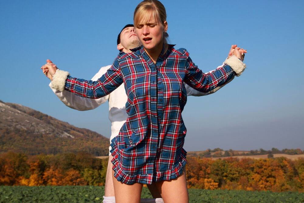 Young blonde and her boyfriend have sex in the middle of a field of crops - #7