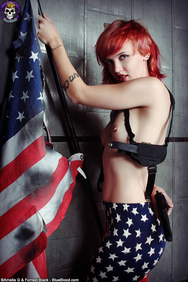 Tattooed redhead celebrates independence day - #5