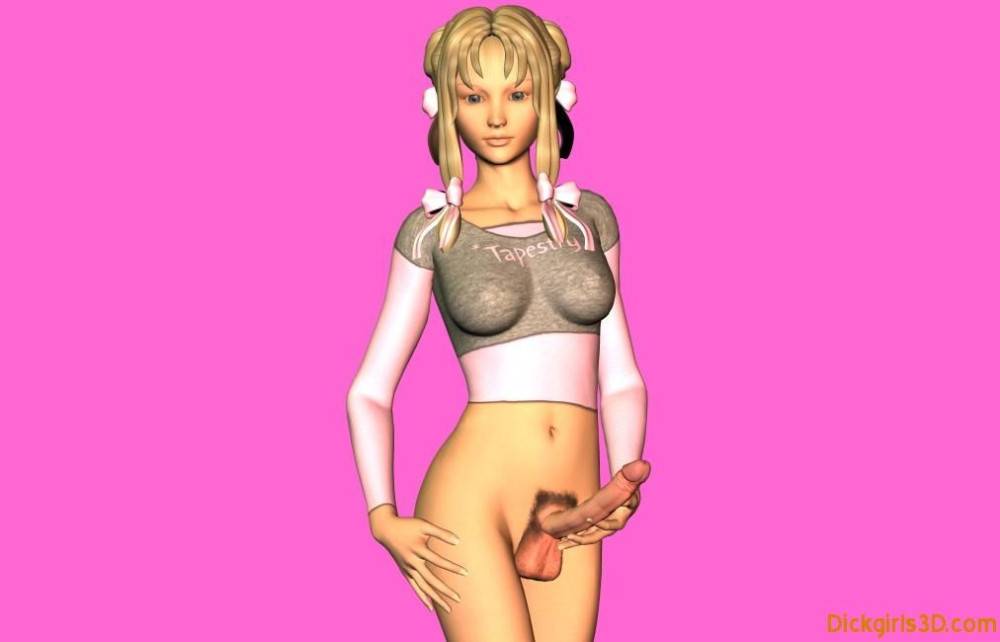 3d toon dickgirl in pigtails with hard cock - #16