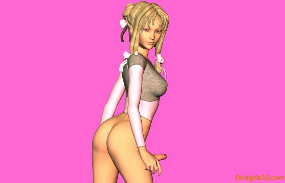 3d toon dickgirl in pigtails with hard cock - #14