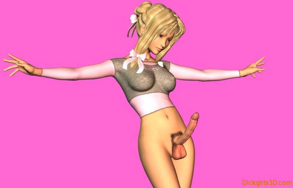 3d toon dickgirl in pigtails with hard cock - #7